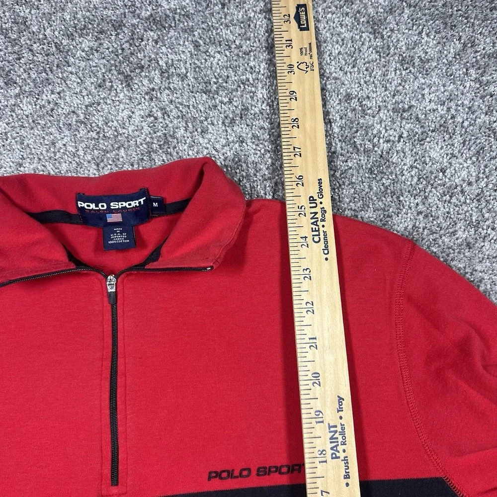 POLO SPORT by Ralph Lauren Vintage 1/4 Zip Rugby Stripe Shirt Mens M Made In USA
